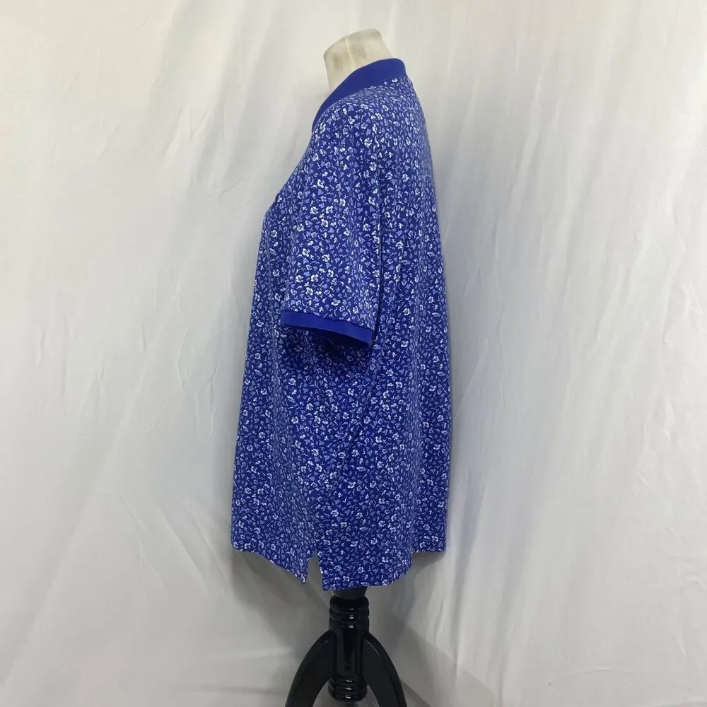 Polo Ralph Lauren Polo Shirt Mens XL Blue White Floral Print Classic Fit Golf